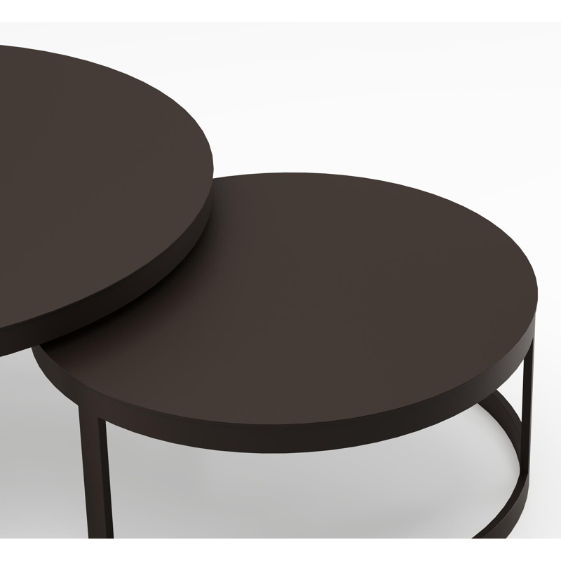 Ensemble de 2 table basse Enna en aluminium brun foncé - Diam. 100/70 x Haut. 37/30 cm