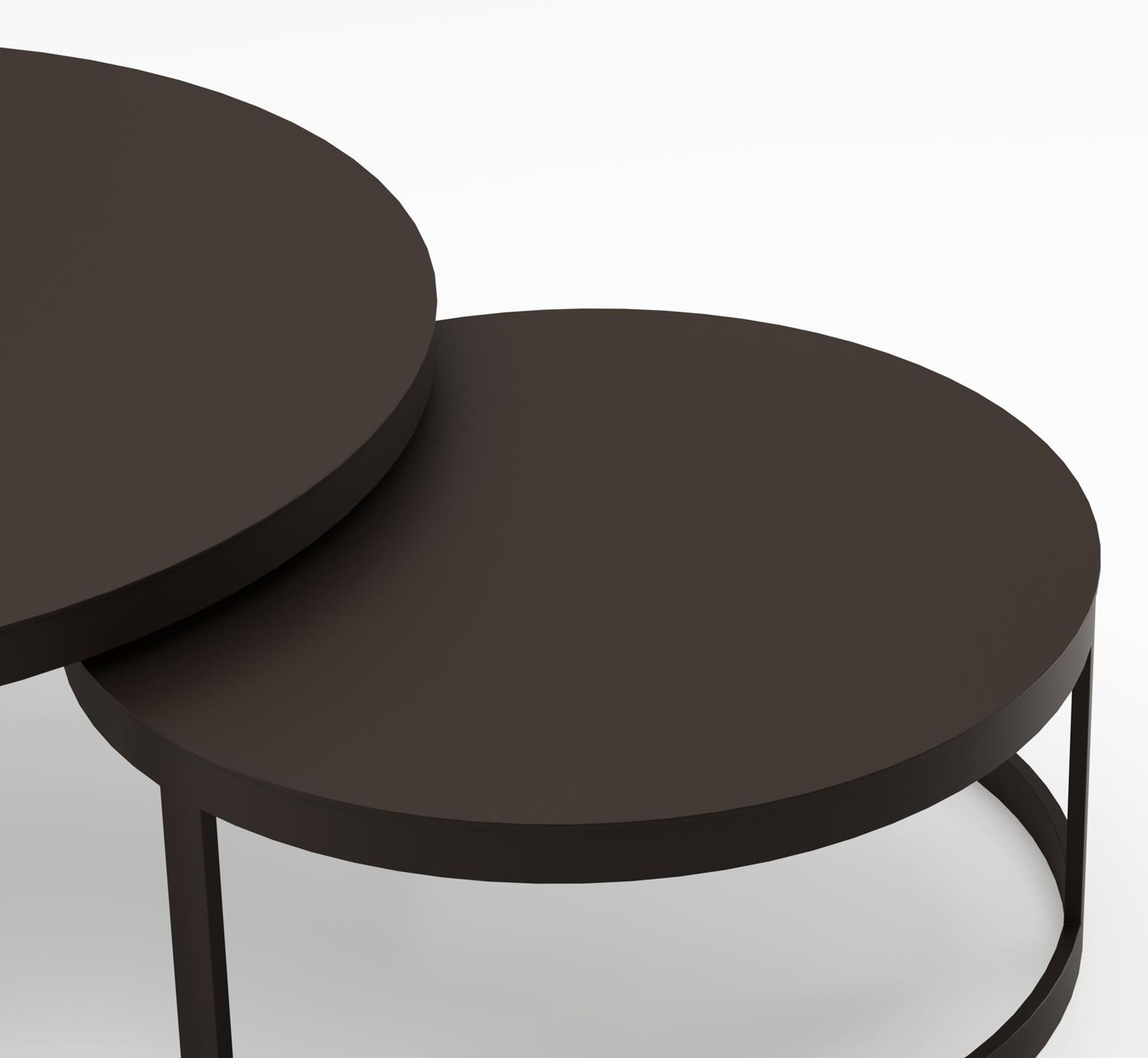 Enna set van 2 loungetafels in donkerbruin aluminium - Dia. 100/70 x H 37/30 cm