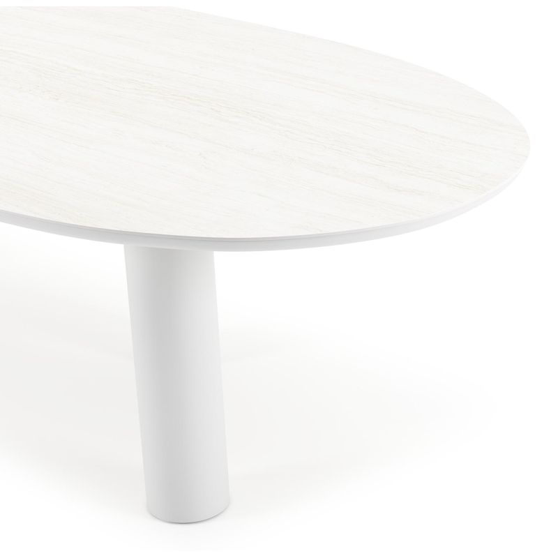 Table de jardin Organo organique en aluminium blanc et céramique pleine Calista Lg. 280 x Lrg. 120 x Haut. 74 cm