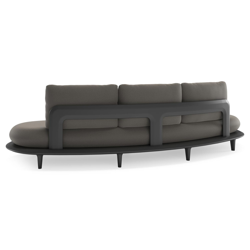 Bomero loungeset in zwart aluminium met natte dark taupe all weather sunbrella® luxe kussen