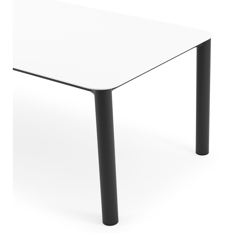 Orso tuintafel rechthoekig afgerond in zwart aluminium en volkeramiek Arctic White - L 240 x B 100 x H 73.5 cm
