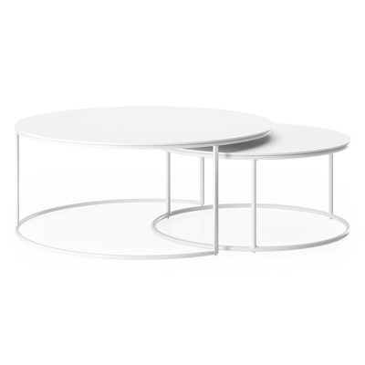 Fano loungetafels in wit aluminium en arctic white volkeramiek - Dia. 85/65 X H 35/30 cm