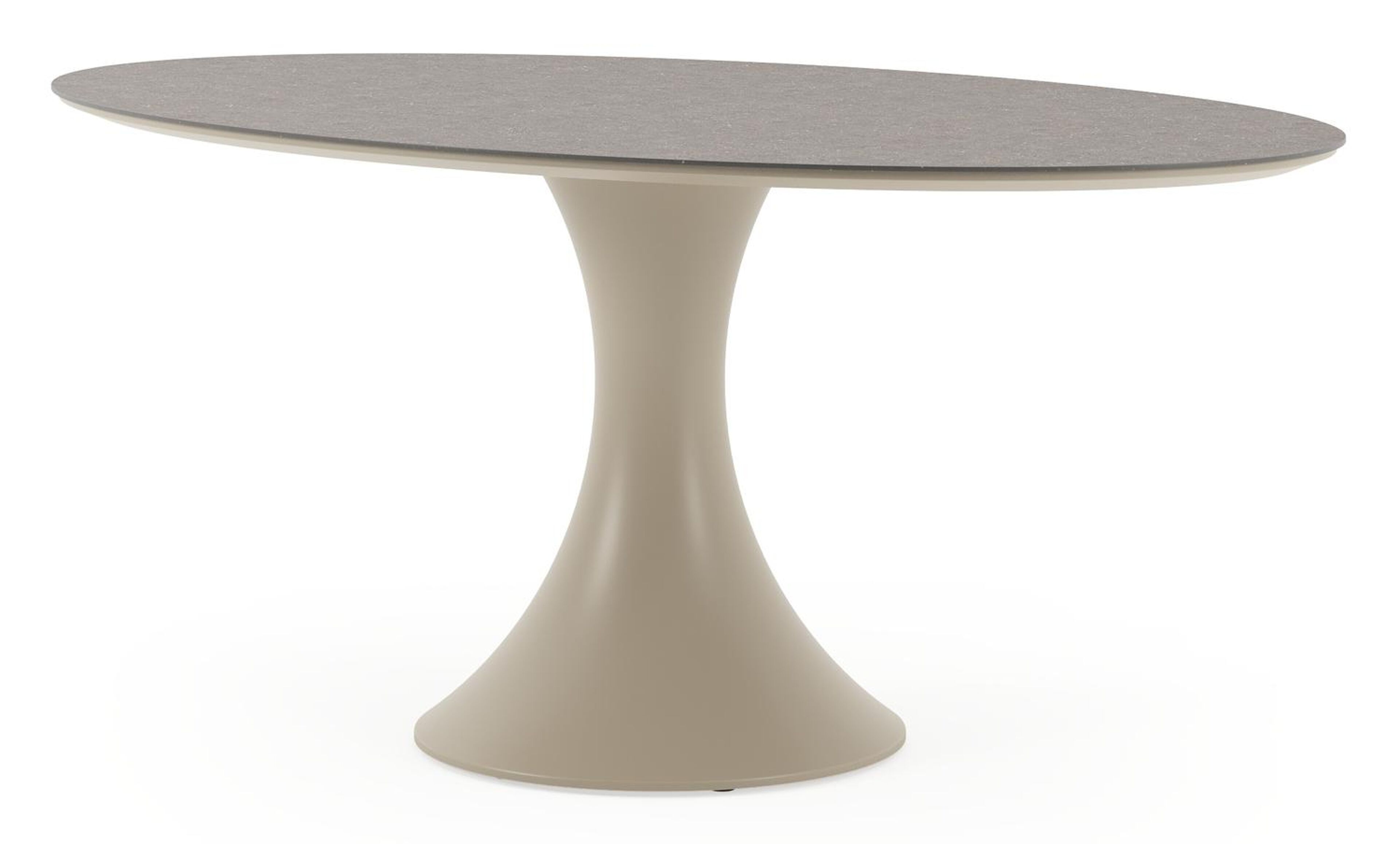 Table de jardin Fano ovale en aluminium beige et céramique pleine Wulong - Lg. 180 x Lrg. 110 x Haut. 75 cm