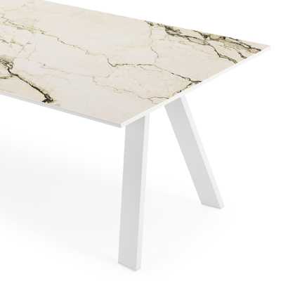 Cesano tuintafel rechthoekig in wit aluminium en volkeramiek colorado dunes - L 240 x B 100 x H 75 cm