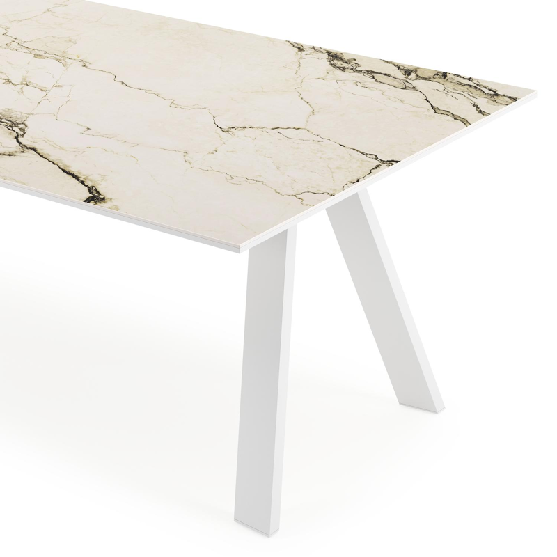 Cesano tuintafel rechthoekig in wit aluminium en volkeramiek colorado dunes - L 240 x B 100 x H 75 cm