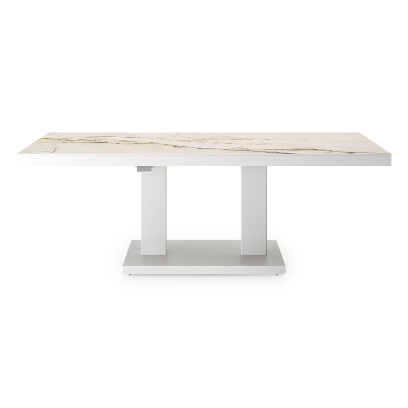 Cirello loungetafel in wit aluminium en colorado dunes volkeramiek - L 140 x B 80 x H 71 cm