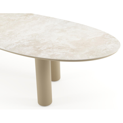 Amico tuintafel organisch in beige aluminium en volkeramiek Rapolano - L 320 x B 120 x H 73.5 cm