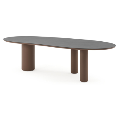 Amico tuintafel organisch in taupe aluminium en volkeramiek Basalt Black - L 280 x B 120 x H 73.5 cm