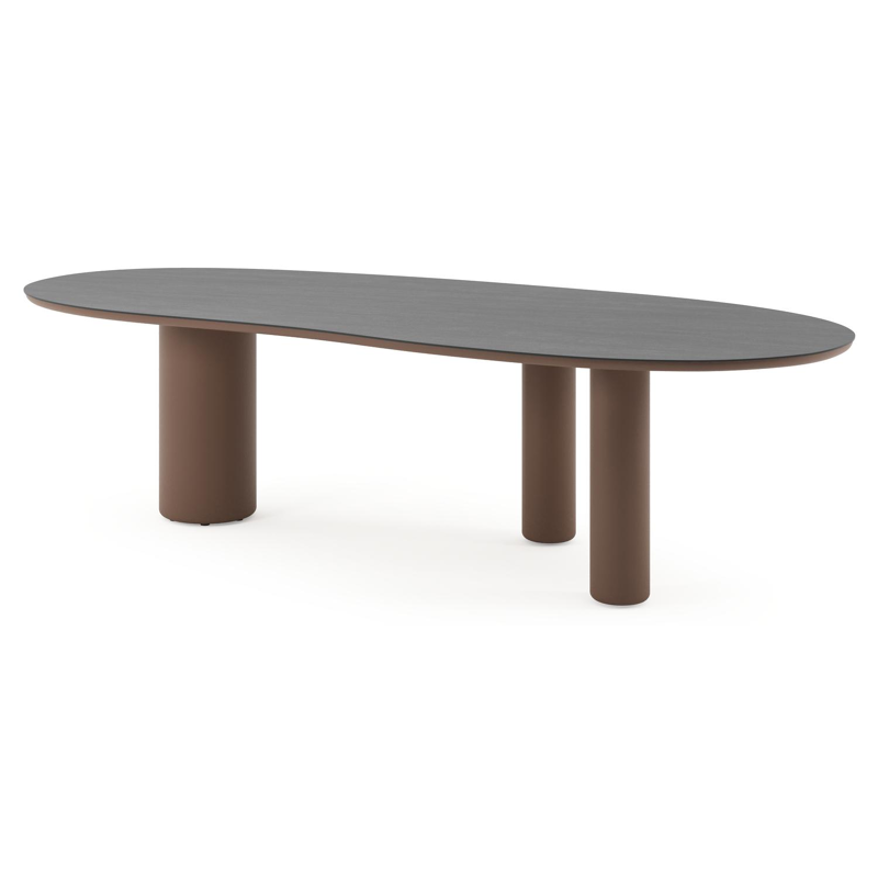 Amico tuintafel organisch in taupe aluminium en volkeramiek Basalt Black - L 280 x B 120 x H 73.5 cm