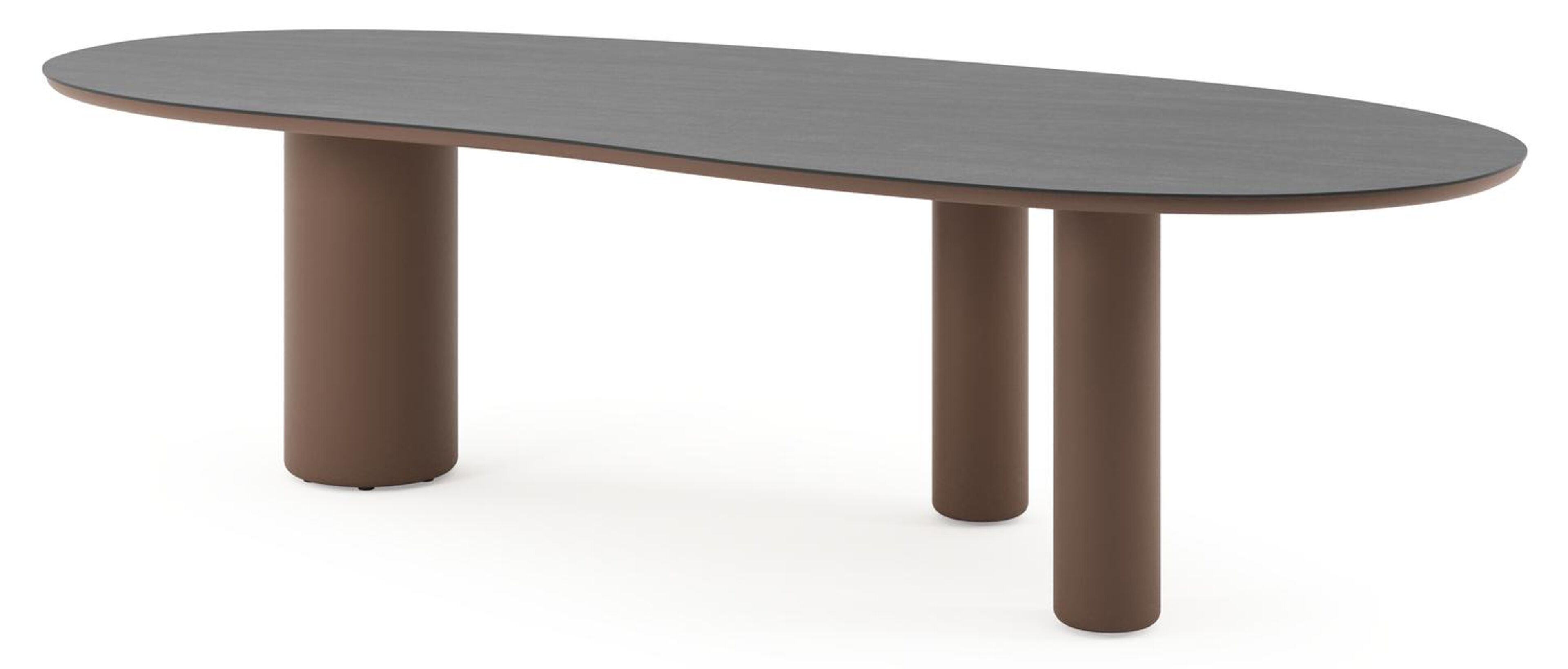 Table de jardin Amico organique en taupe aluminium et céramique pleine Basalt Black - Lg. 280 x Lrg. 120 x Haut. 73.5 cm