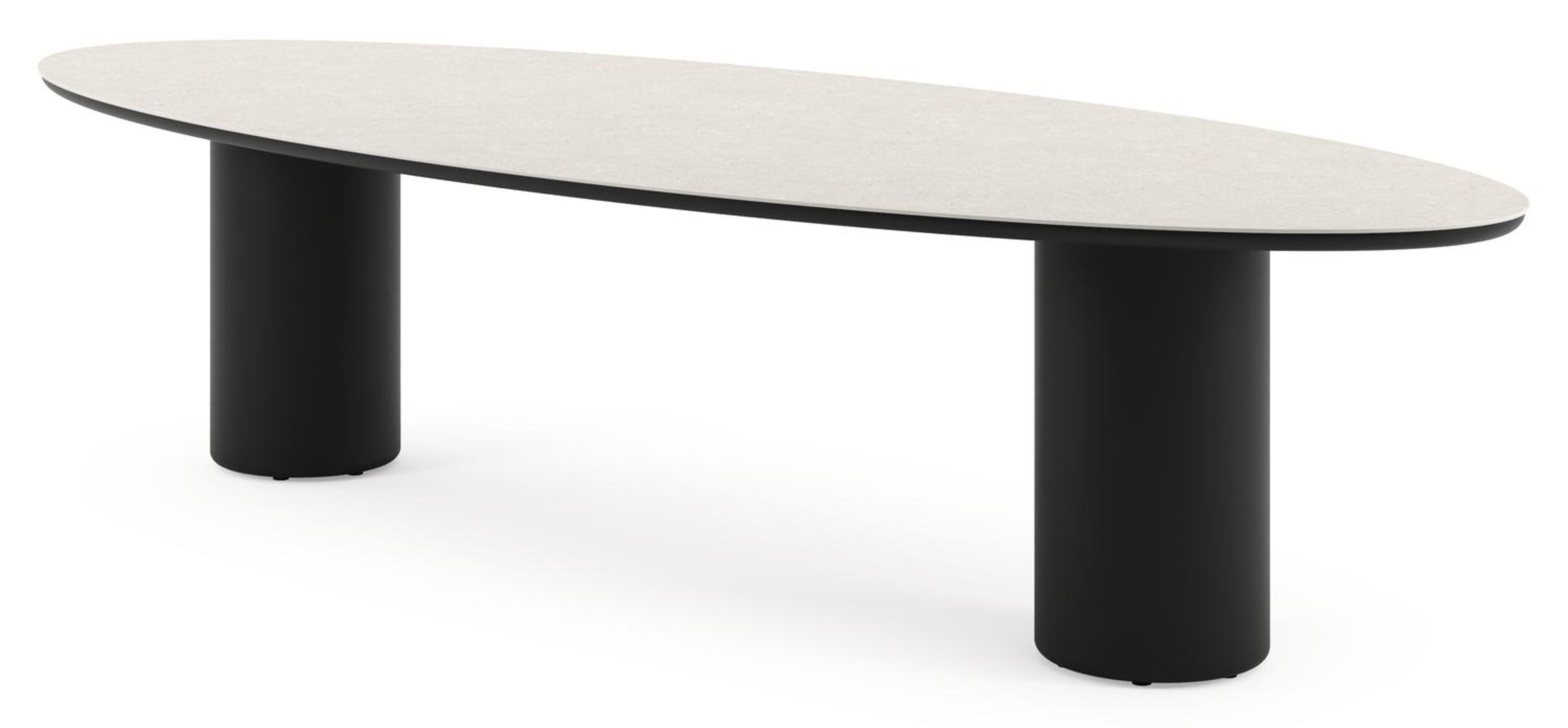 Table de jardin Amico oval en aluminium noir et céramique pleine Shilin - Lg. 320 x Lrg. 130 x Haut. 74 cm