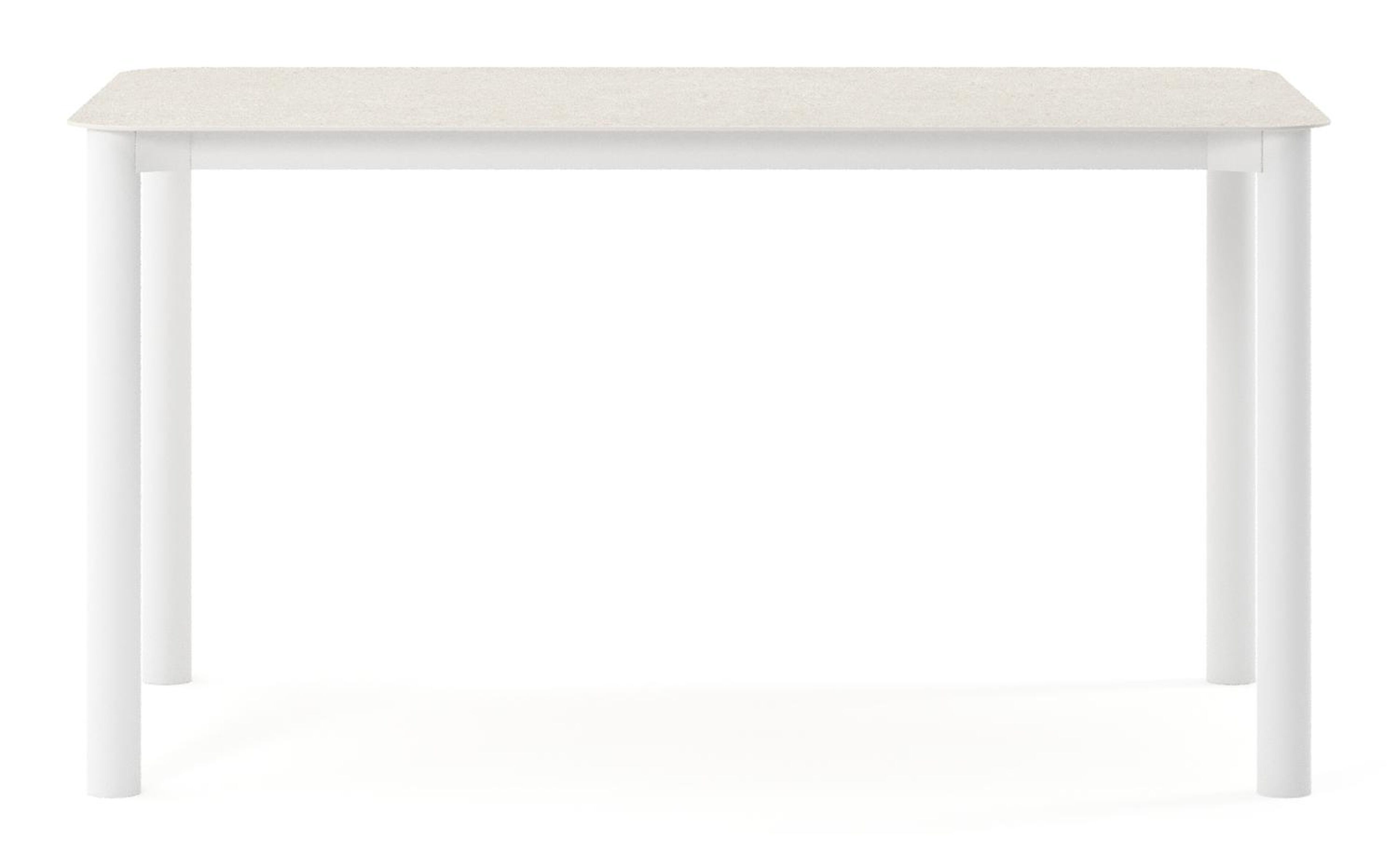 Table de jardin Orso rectangulaire arrondi en aluminium blanc et céramique pleine Shilin - Lg. 140 x Lrg. 80 x Haut. 75 cm