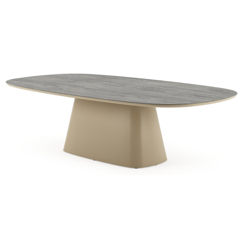 Amico tuintafel bombo xl in beige aluminium en volkeramiek Aspen Grey - L 270 x B 148 x H 73.5 cm