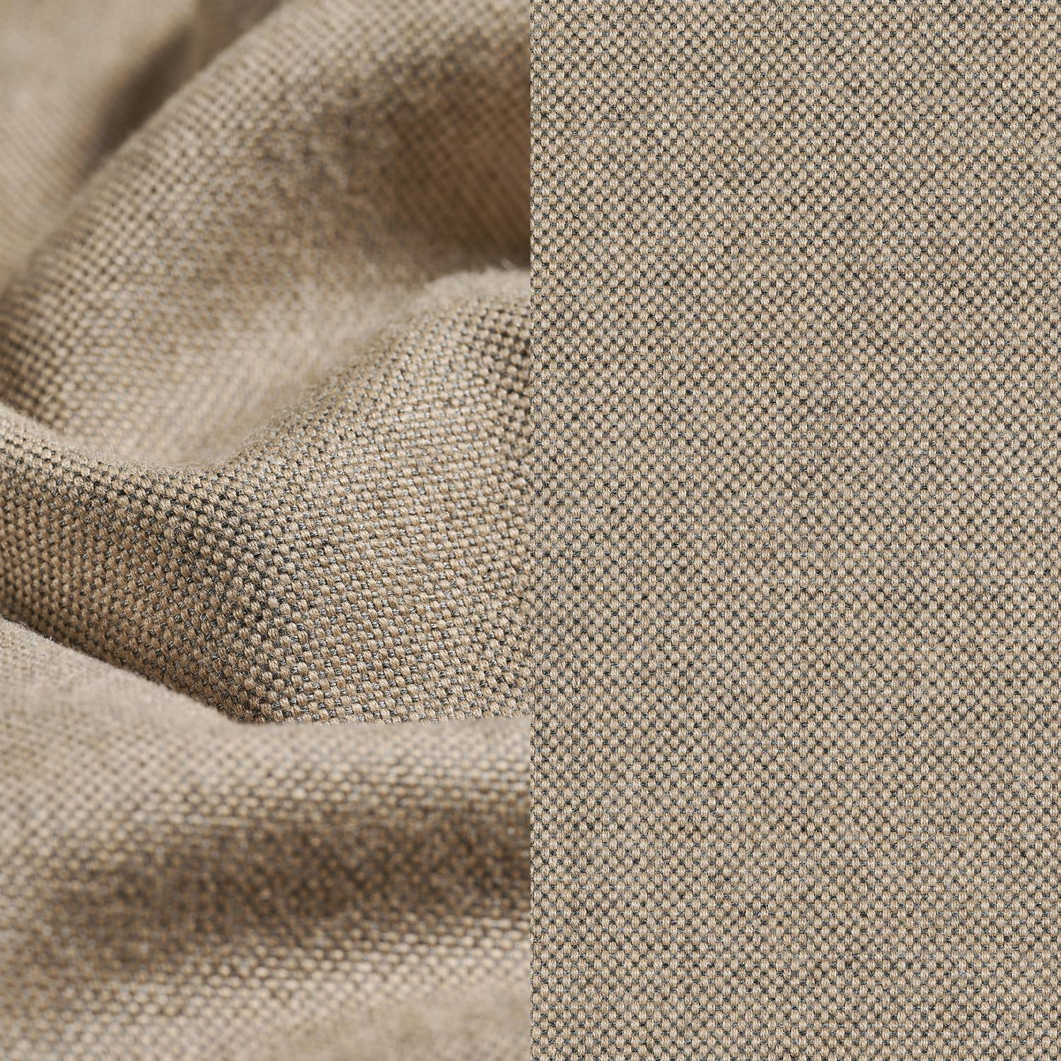 Canapé de jardin Donato en teck et coussins en all weather sunbrella® luxe natte heather grey