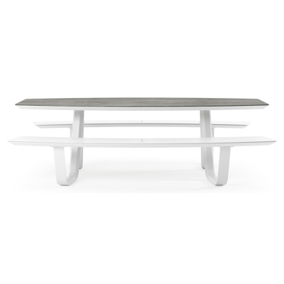 Forno picknicktafel bootvorm in wit aluminium en volkeramiek Aspen Grey - L 240 x B 181 x H 72 cm