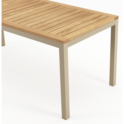 Feltro tuintafel rechthoekig in beige aluminium en teak - L 180 x B 80 x H 73 cm
