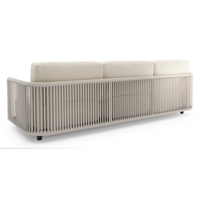 Organo loungeset in zwart aluminium en beige verticaal geweven luxe vlakke rope met althea off white all weather Cosytica kussen