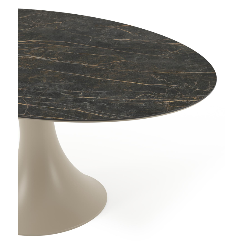 Table de jardin Fano ovale en aluminium beige et céramique pleine Black Obsession - Lg. 180 x Lrg. 110 x Haut. 75 cm