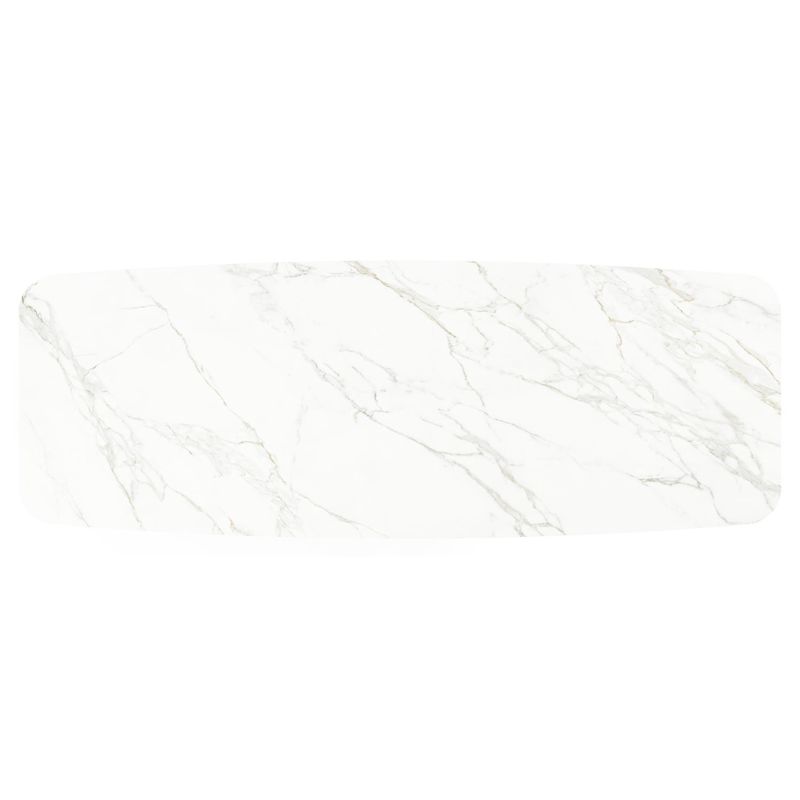 Table de jardin Lacrima en aluminium blanc et céramique pleine calacatta - Lg 315 x Larg. 115 x H 74 cm