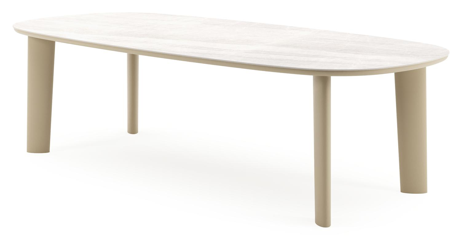 Amico tuintafel bombo in beige aluminium en volkeramiek Taj Mahal - L 270 x B 125 x H 73.5 cm