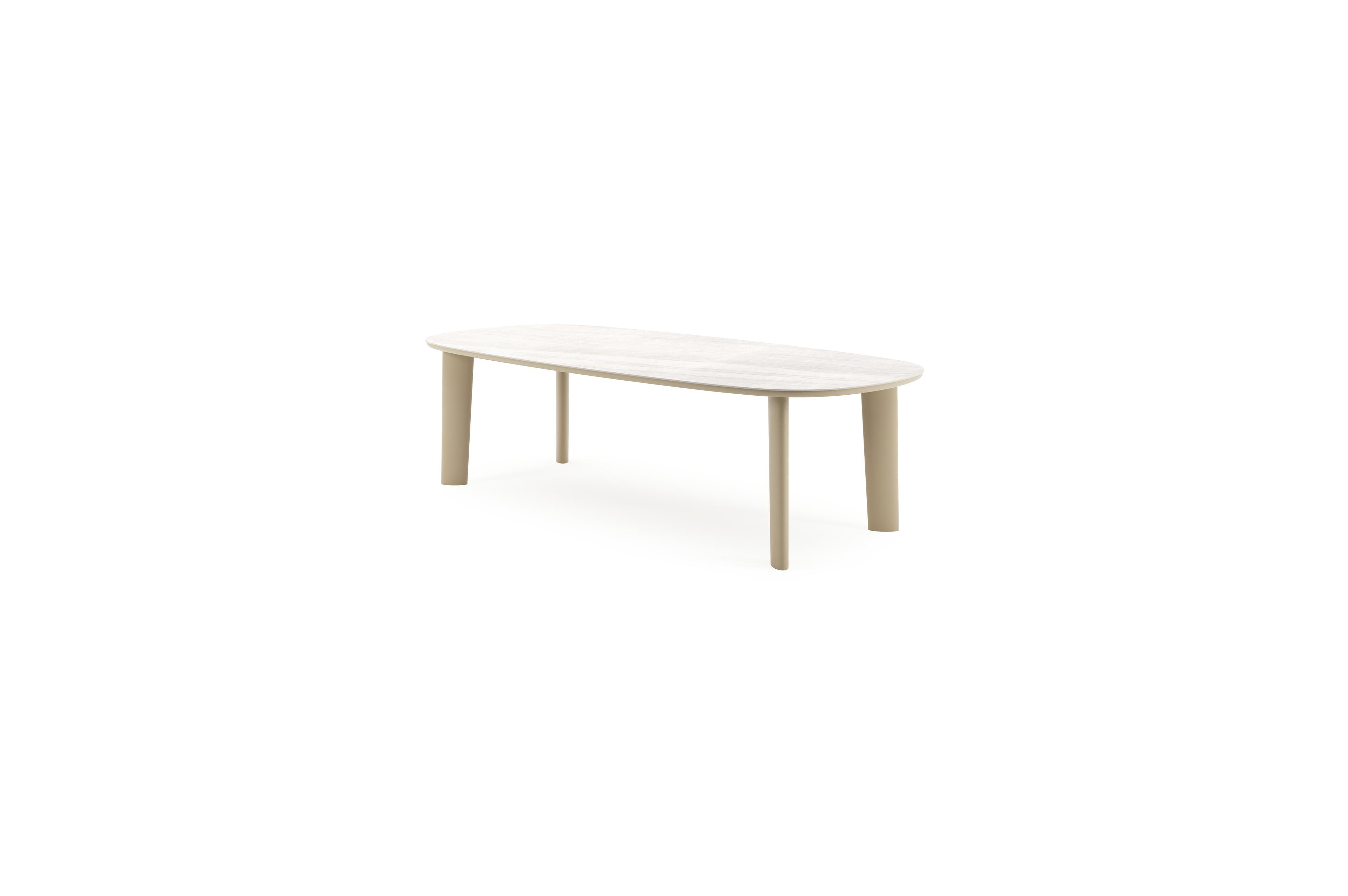 Amico tuintafel bombo in beige aluminium en volkeramiek Taj Mahal - L 270 x B 125 x H 73.5 cm