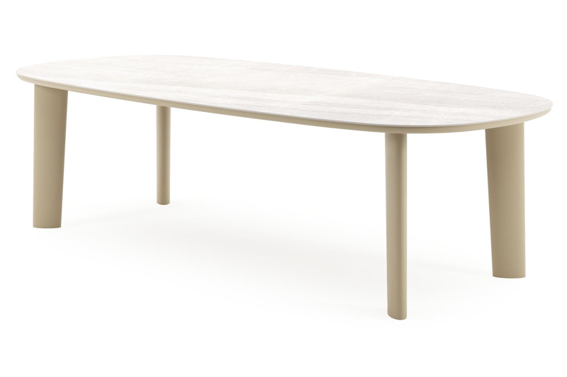 Amico tuintafel bombo in beige aluminium en volkeramiek Taj Mahal - L 270 x B 125 x H 73.5 cm