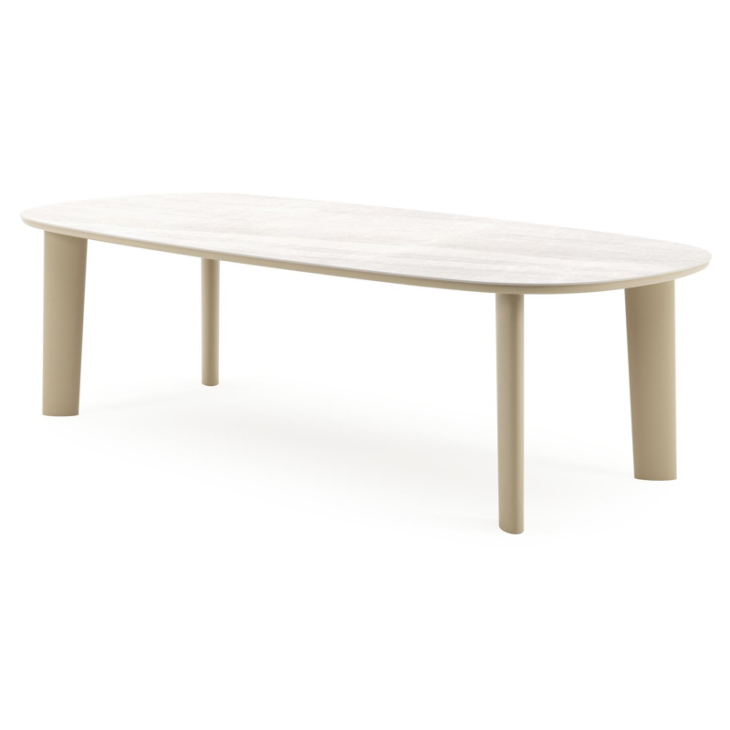 Amico tuintafel bombo in beige aluminium en volkeramiek Taj Mahal - L 270 x B 125 x H 73.5 cm