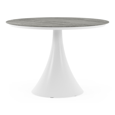 Fano tuintafel rond in wit aluminium en volkeramiek Aspen Grey - Dia. 110 x H 75 cm