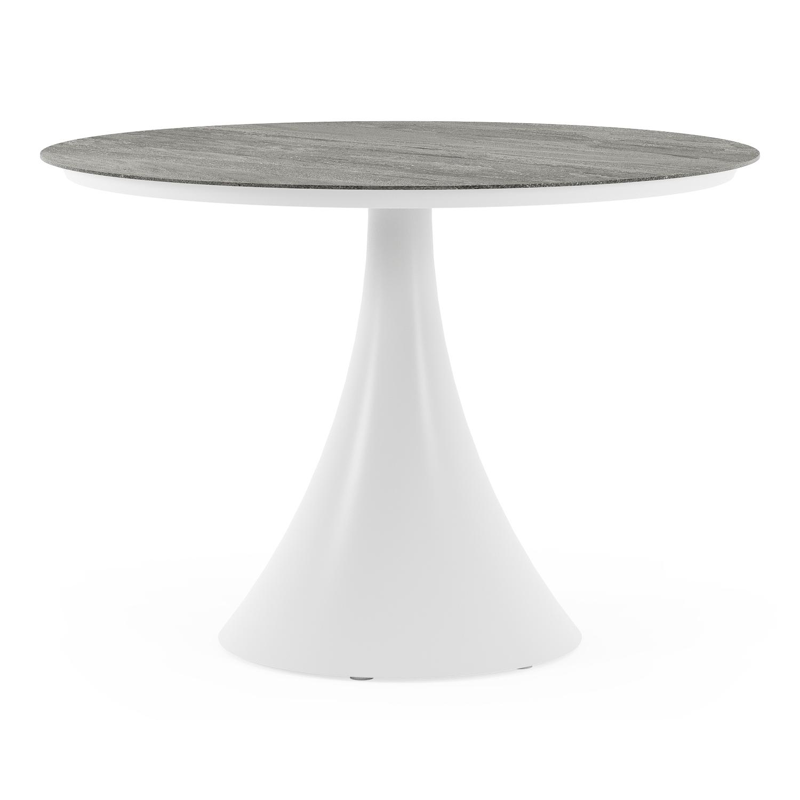 Fano tuintafel rond in wit aluminium en volkeramiek Aspen Grey - Dia. 110 x H 75 cm