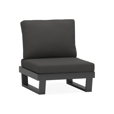 Modica loungestoel in zwart aluminium met natte sooty all weather sunbrella® premium kussens