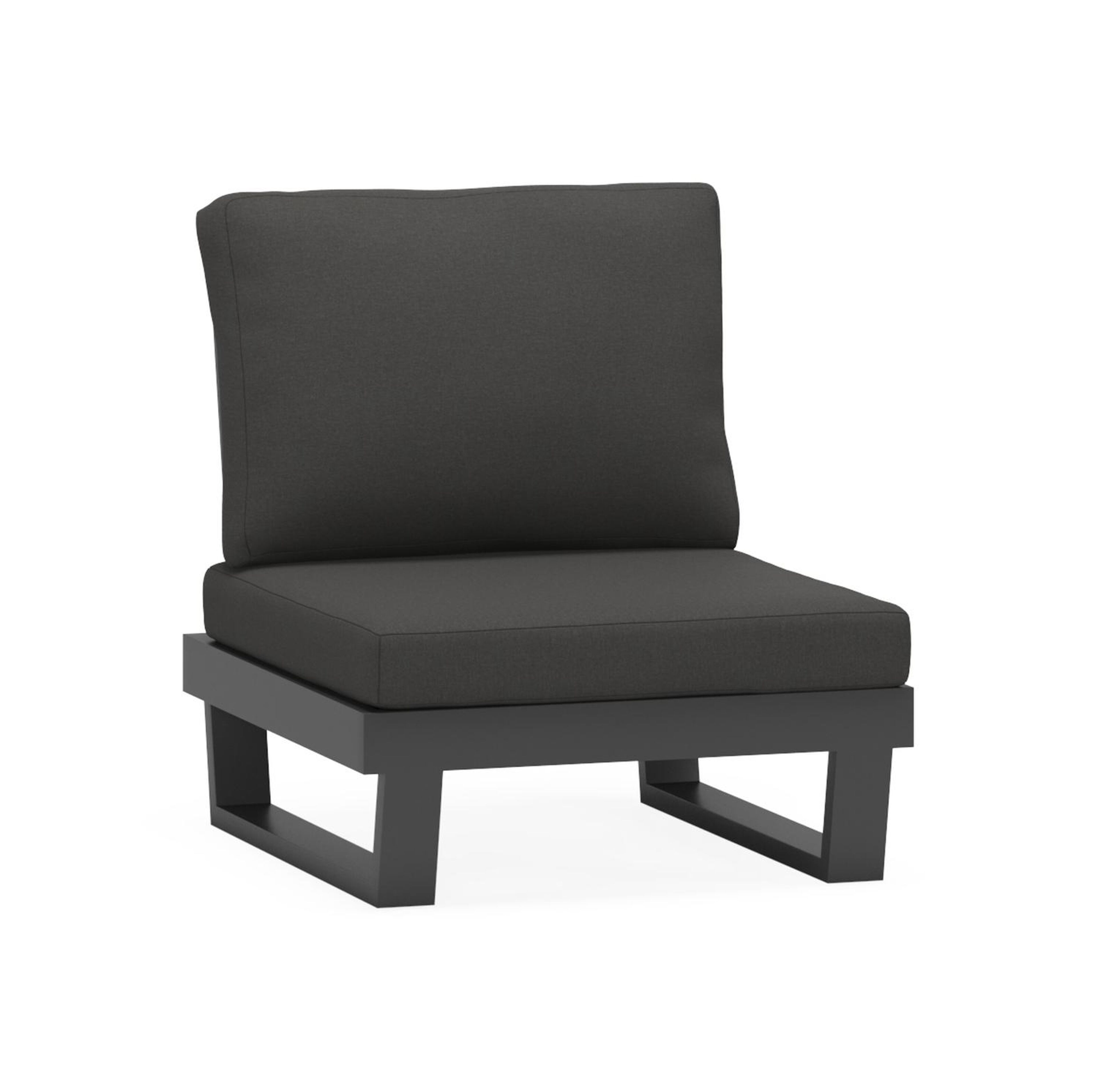 Modica loungestoel in zwart aluminium met natte sooty all weather sunbrella® premium kussens