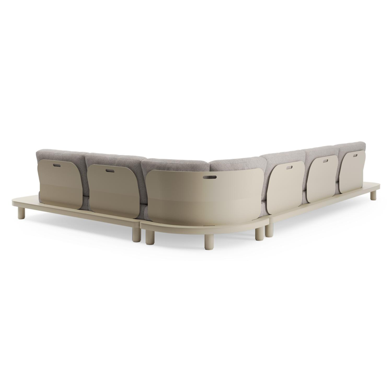 Donato loungehoek in beige aluminium met tundra charcoal all weather sunbrella® luxe kussen