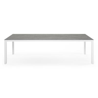 Ensemble de jardin Trente en aluminium blanc avec plateau de table en céramique pleine gris et 8 chaises de jardin Artena