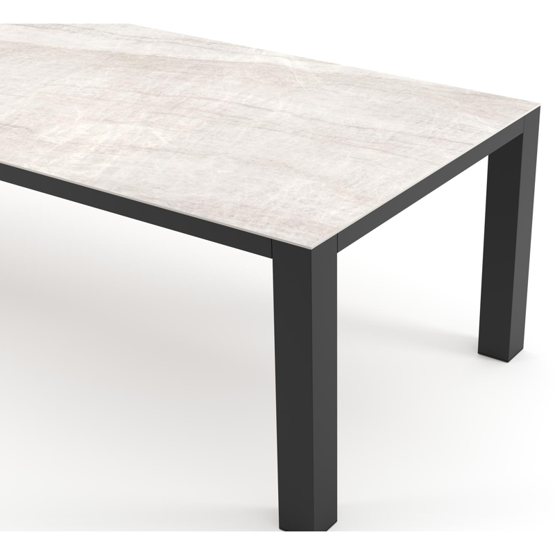 Nano tuintafel rechthoekig in zwart aluminium en volkeramiek Taj Mahal - L 280 x B 110 x H 75 cm