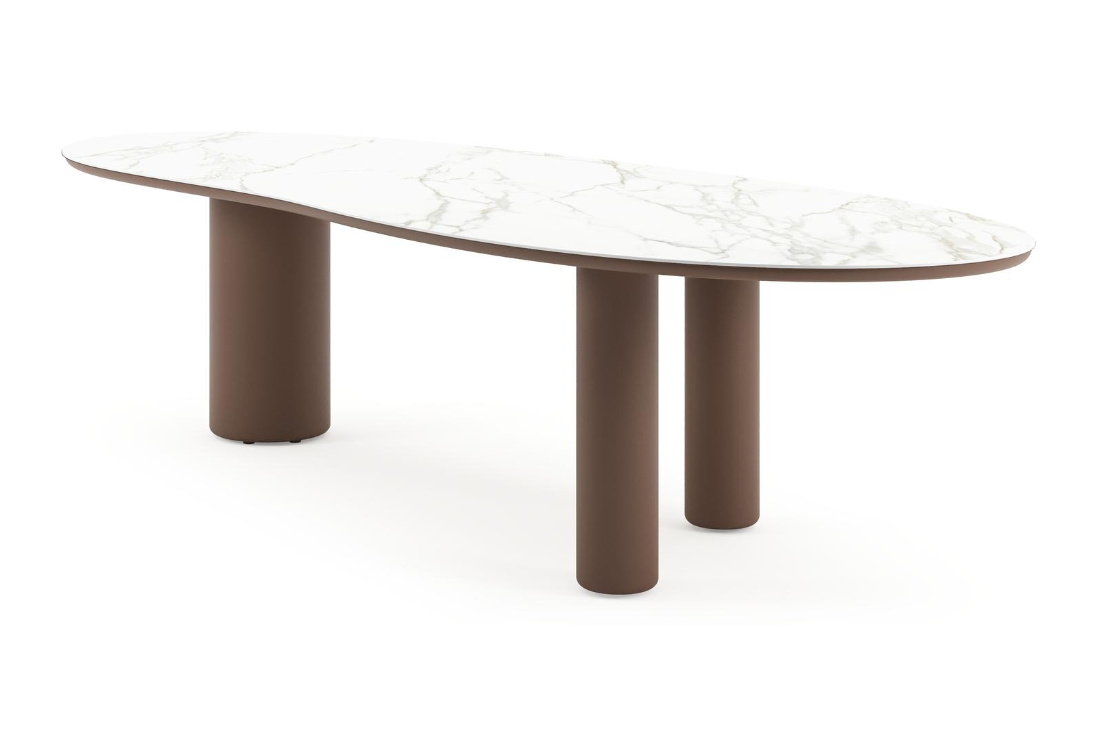 Amico tuintafel organisch in taupe aluminium en volkeramiek Calacatta - L 320 x B 120 x H 73.5 cm