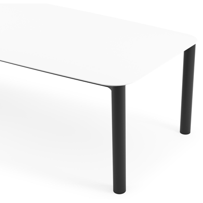 Orso tuintafel bootvorm in zwart aluminium en volkeramiek Arctic White - L 315 x B 115 x H 75 cm