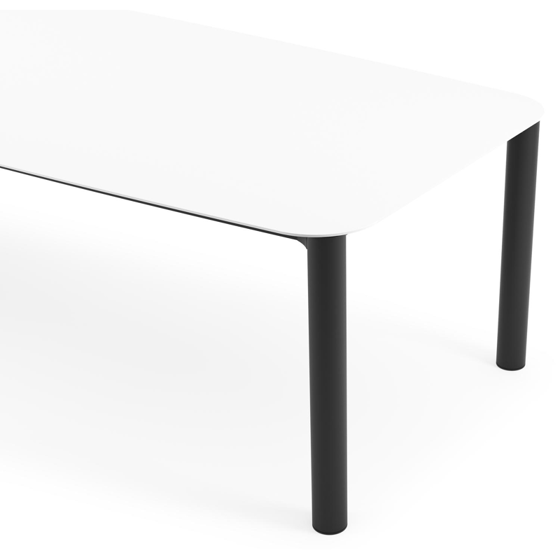 Orso tuintafel bootvorm in zwart aluminium en volkeramiek Arctic White - L 315 x B 115 x H 75 cm