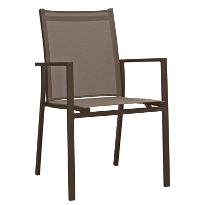 Rimini stapelbare tuinstoel koffie - aluminium en textilene