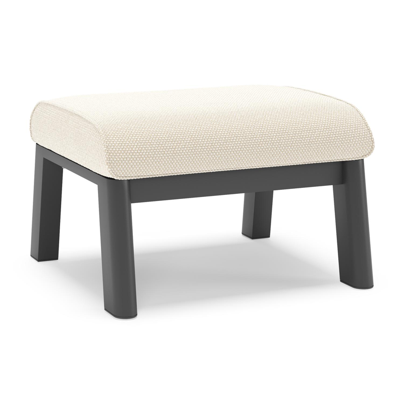 Cirello poef in zwart aluminium met althea off white all weather cosytica kussen