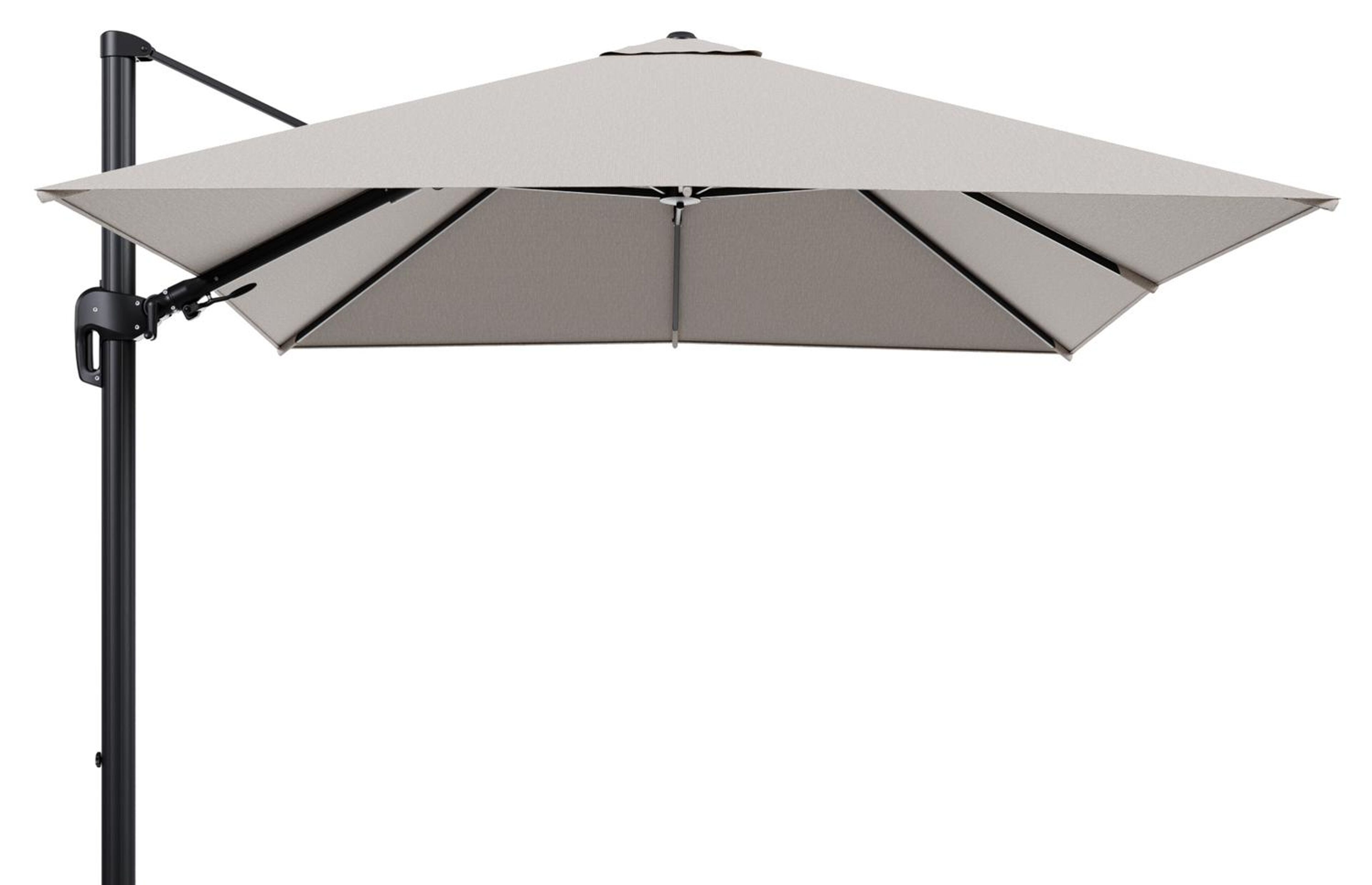 Rufina zweefparasol tiltfunctie in zwart aluminium en parasoldoek in All Weather Sunbrella® Luxe Slow Farafra  - L1 300 x L2 300 cm (zonder voet)