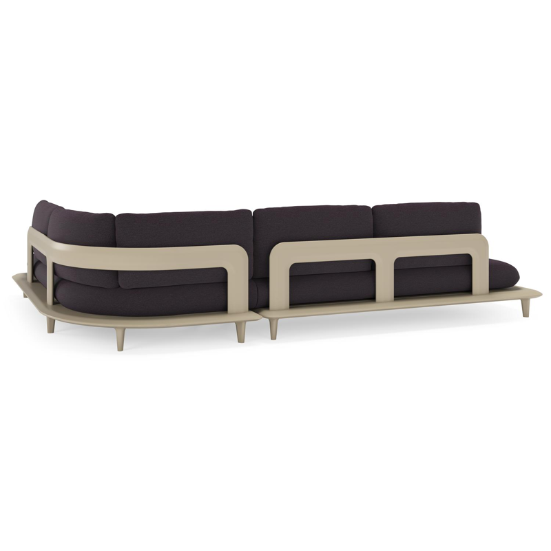 Salon de jardin d'angle Bomero en aluminium beige et coussins en all weather sunbrella® luxe tundra red