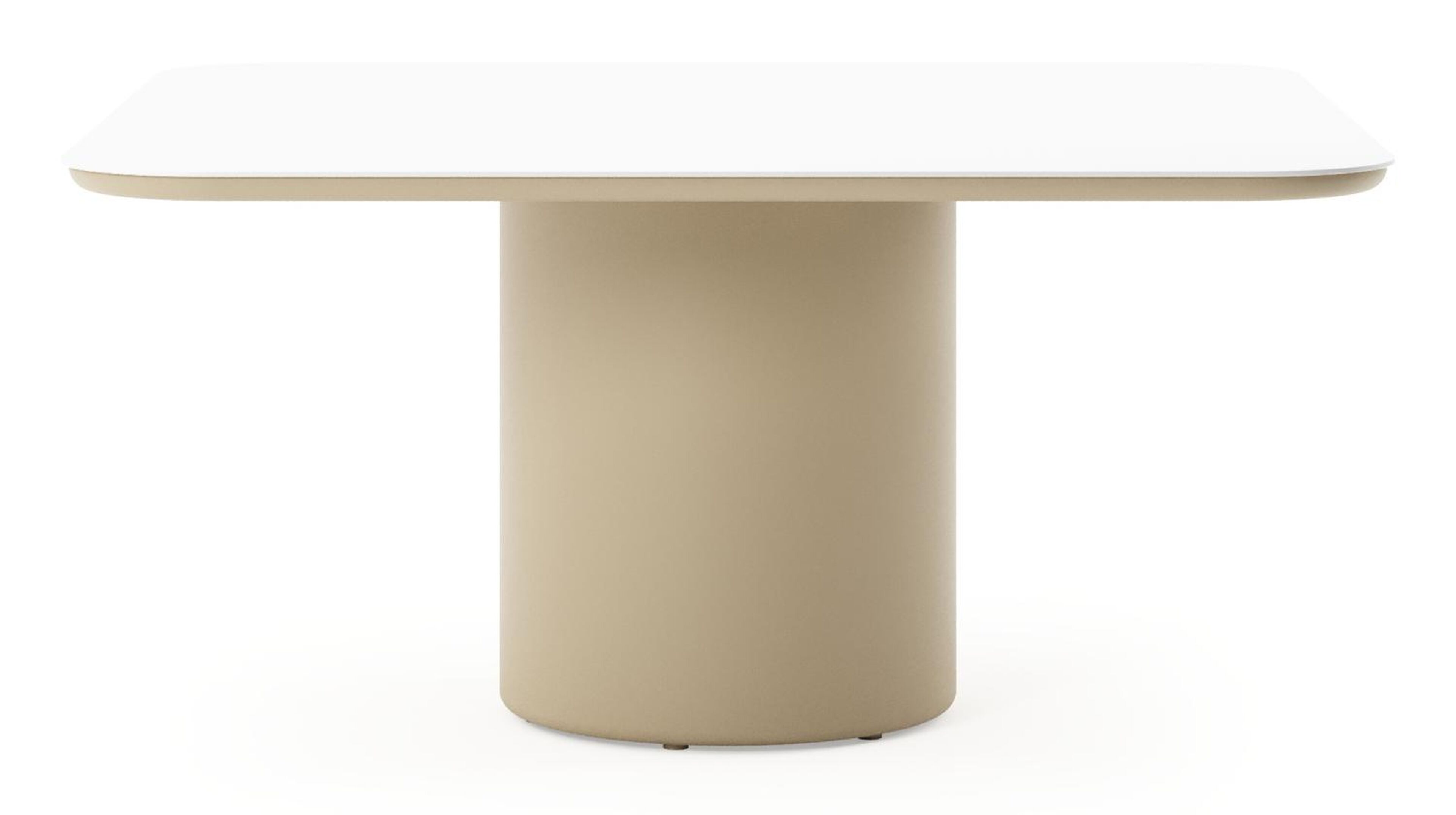 Amico tuintafel afgerond vierkant in beige aluminium en volkeramiek Arctic White - L 148 x B 148 x H 74 cm