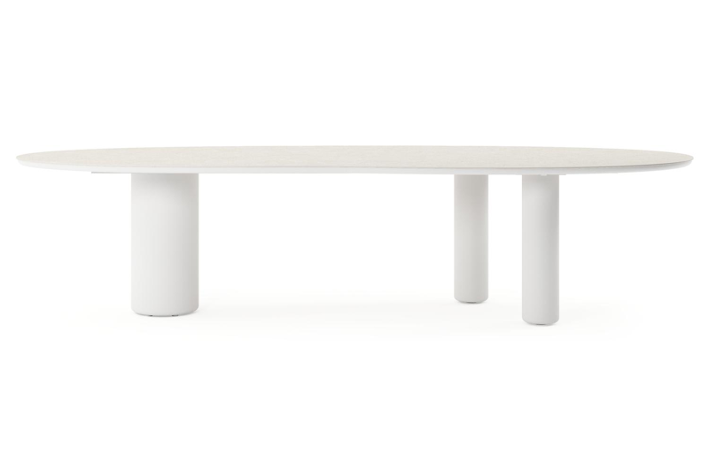 Amico tuintafel organisch in wit aluminium en volkeramiek Shilin - L 320 x B 120 x H 73.5 cm