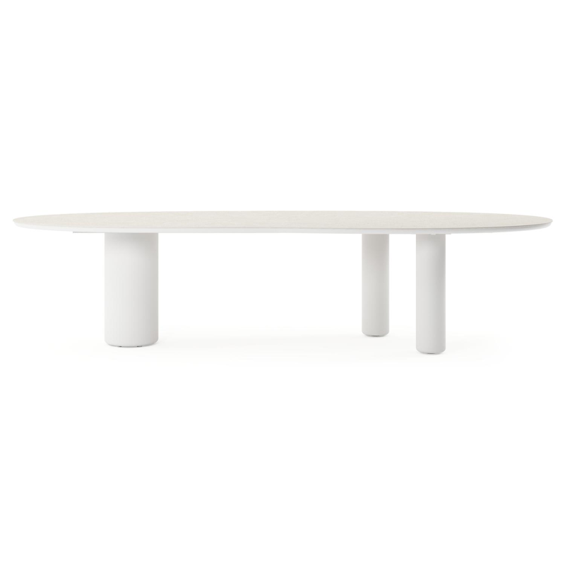 Amico tuintafel organisch in wit aluminium en volkeramiek Shilin - L 320 x B 120 x H 73.5 cm