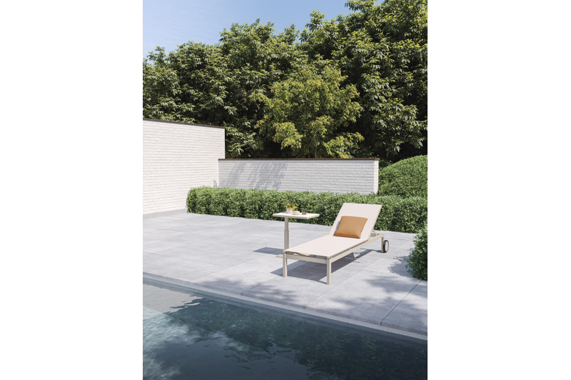 Caravelle verstelbaar ligbed in beige aluminium en beige single textileen