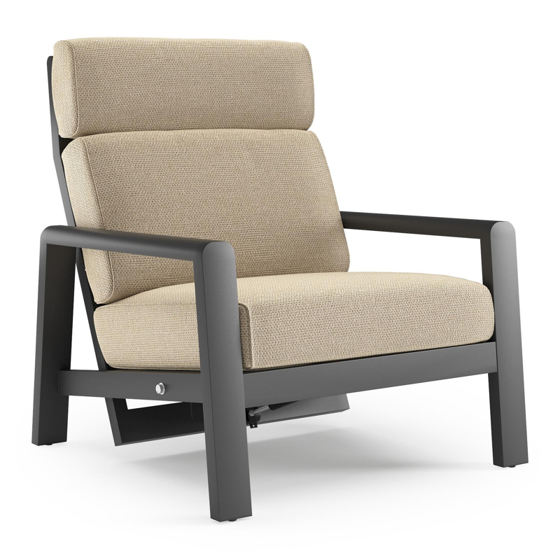 Cosenzo loungestoel in zwart aluminium met althea camel all weather cosytica kussen