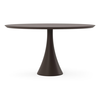 Table de jardin Fano ronde en aluminium brun foncé - Lg. 140 x Lrg. 80 x Haut. 75 cm