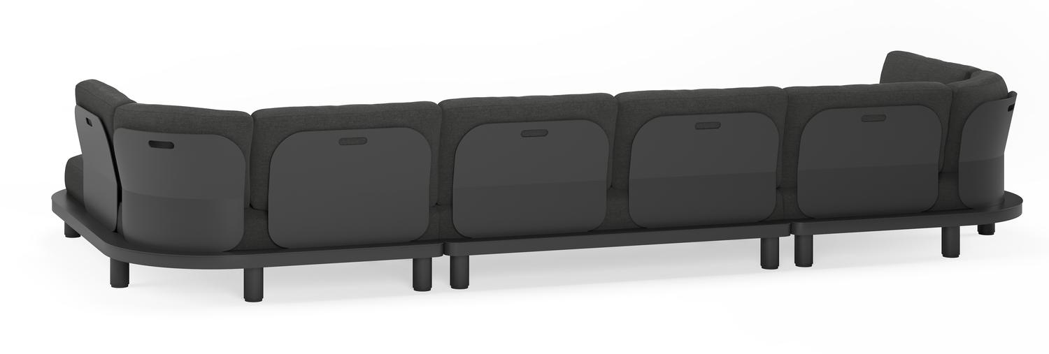 Donato loungehoek in zwart aluminium en met chartres pearl all weather sunbrella® luxe kussens