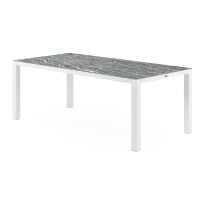 Como tuintafel in wit aluminium en volkeramiek mar del plata - L 200 x B 100 x H 75,6 cm
