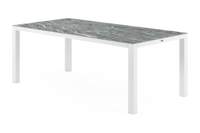 Como tuintafel in wit aluminium en volkeramiek mar del plata - L 200 x B 100 x H 75,6 cm